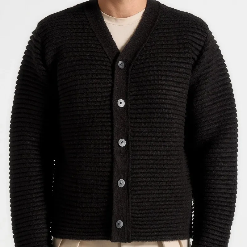 Pull décontracté épais pour hommes, col en V, cardigan pour hommes pour l'automne et l'hiver